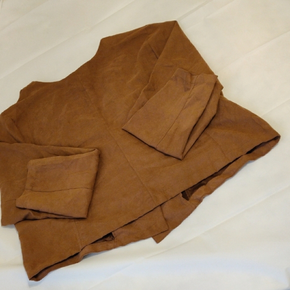 AVENUE. Brown Draped Jacket 100% Polyester - Picture 4 of 10